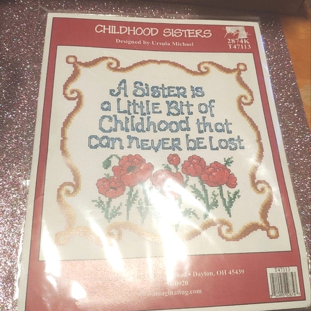 Imaginating Childhood Sisters Cross Stitch Kit Floral Flowers